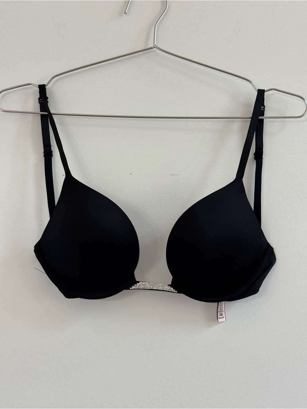 Victoria's Secret Black Push-Up Bra with Rhinestone Accent
